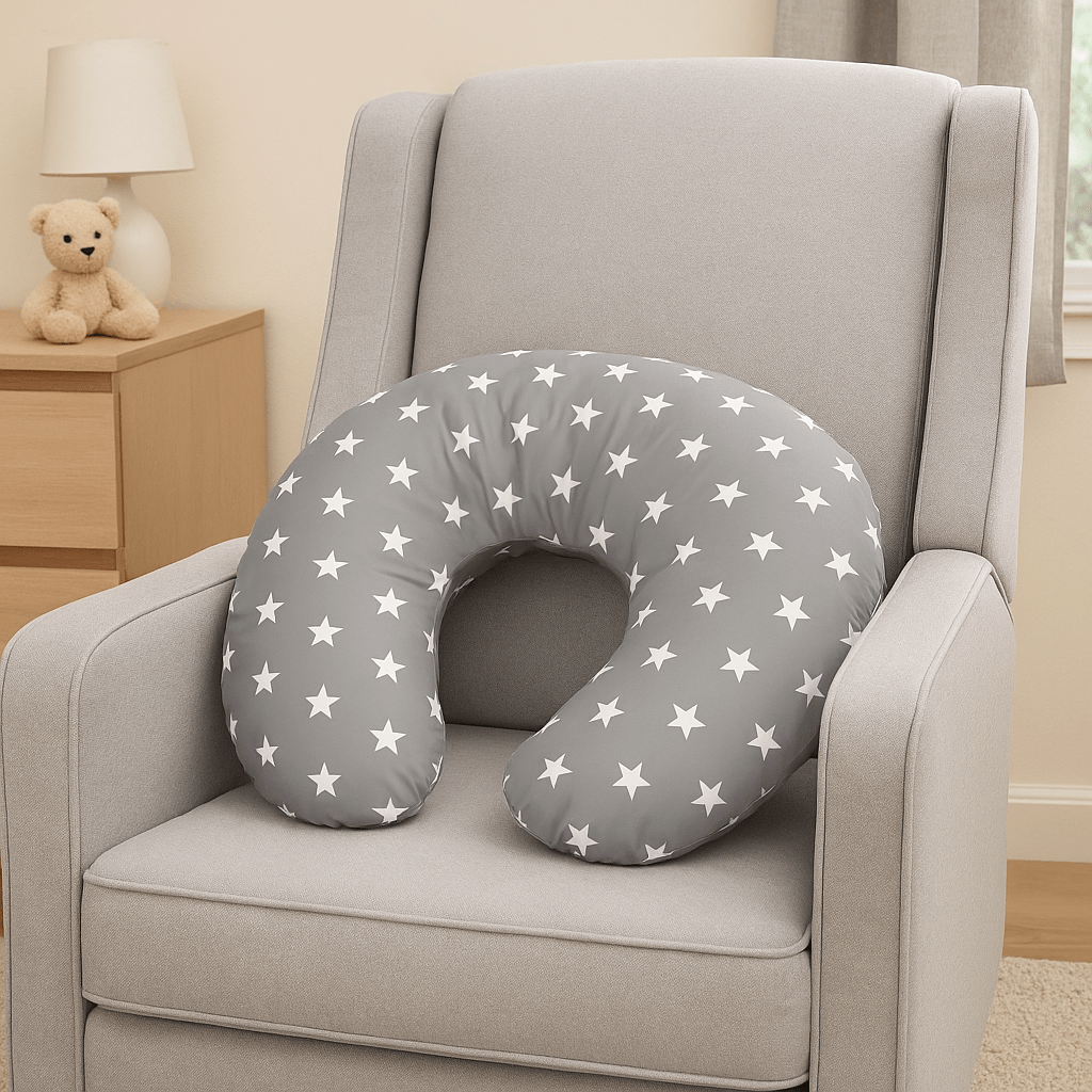 Breast Feeding Maternity Nursing Pillow - Grey with Stars