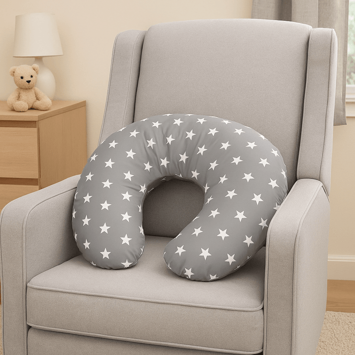 Breast Feeding Maternity Nursing Pillow - Grey with Stars