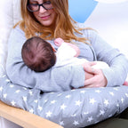 Breast Feeding Nursing Pillow  - Grey with Stars (COVER ONLY)