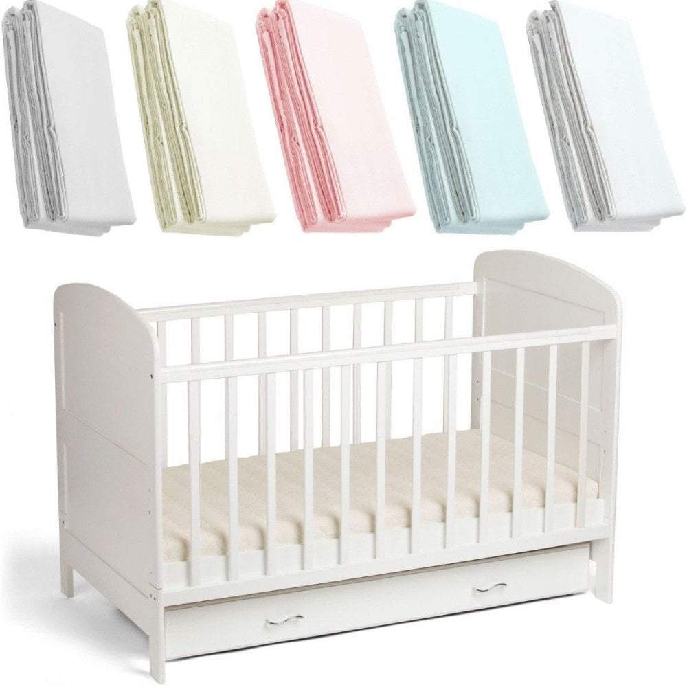 2x Spacesaver Cot Fitted Sheet 100% Cotton 100x52cm