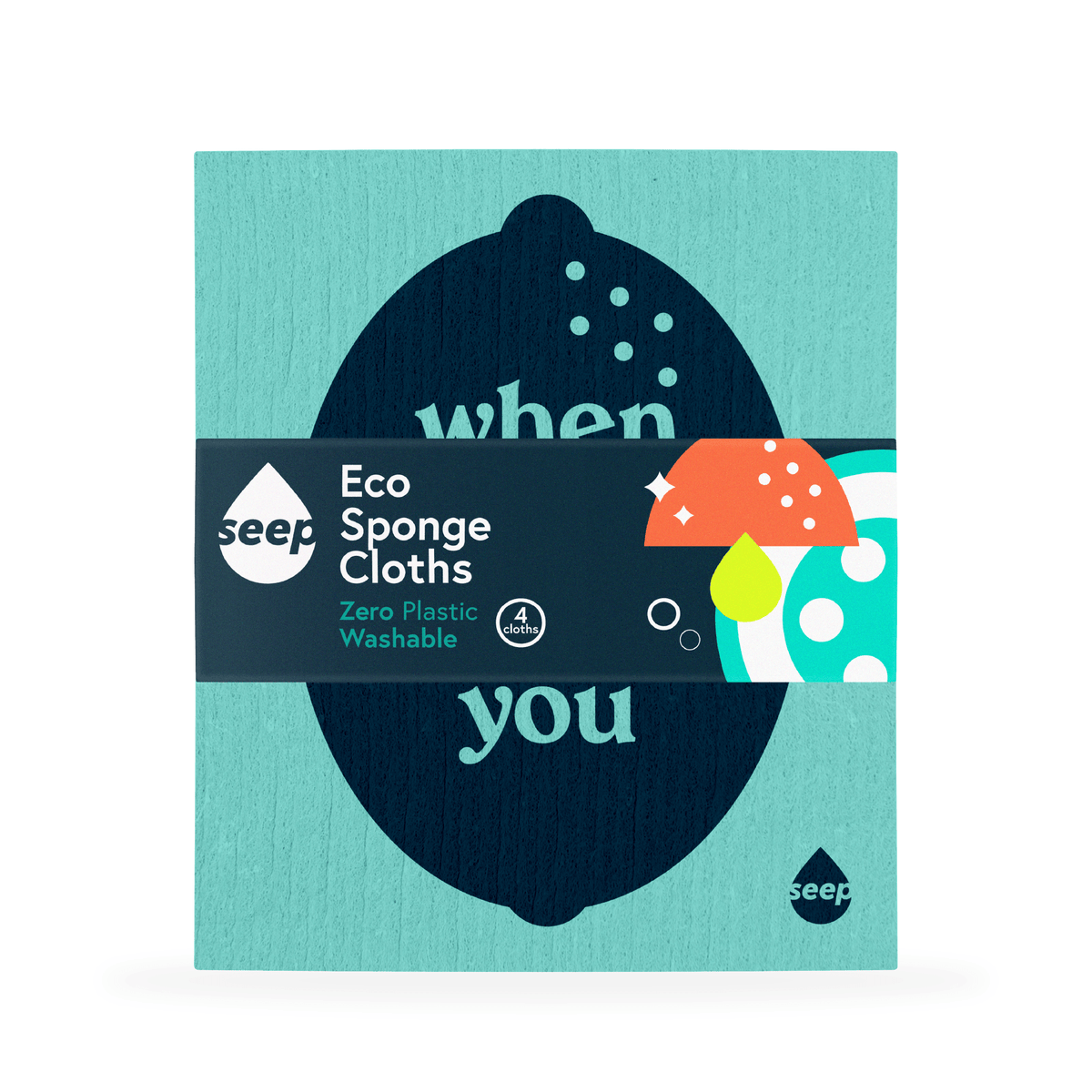 Compostable Sponge Cloths 4-Pack | Colourful Eco Cleaning Cloths