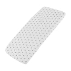 White star-patterned cotton jersey crib fitted sheet on a white background
