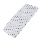 White star-patterned cotton jersey crib fitted sheet on a white background