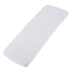 White cotton jersey crib fitted sheet on a white background