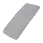 Grey cotton jersey crib fitted sheet on a white background