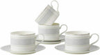 Cup and Saucer Set Classic Pattern with Silvering Banding Light Weight 290ml (Set 4) 4 CUPS/ 4 SAUCERS