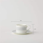 Cup and Saucer Set Classic Pattern with Silvering Banding Light Weight 290ml (Set 4) 4 CUPS/ 4 SAUCERS