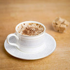Cup and Saucer Set Classic Pattern with Silvering Banding Light Weight 290ml (Set 4) 4 CUPS/ 4 SAUCERS