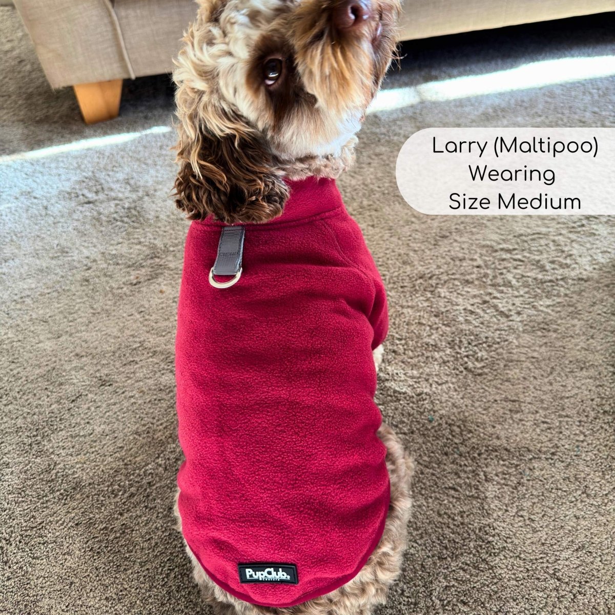 Dog Fleece Coat - Berry Red - image 3 - Wellbeing Pets