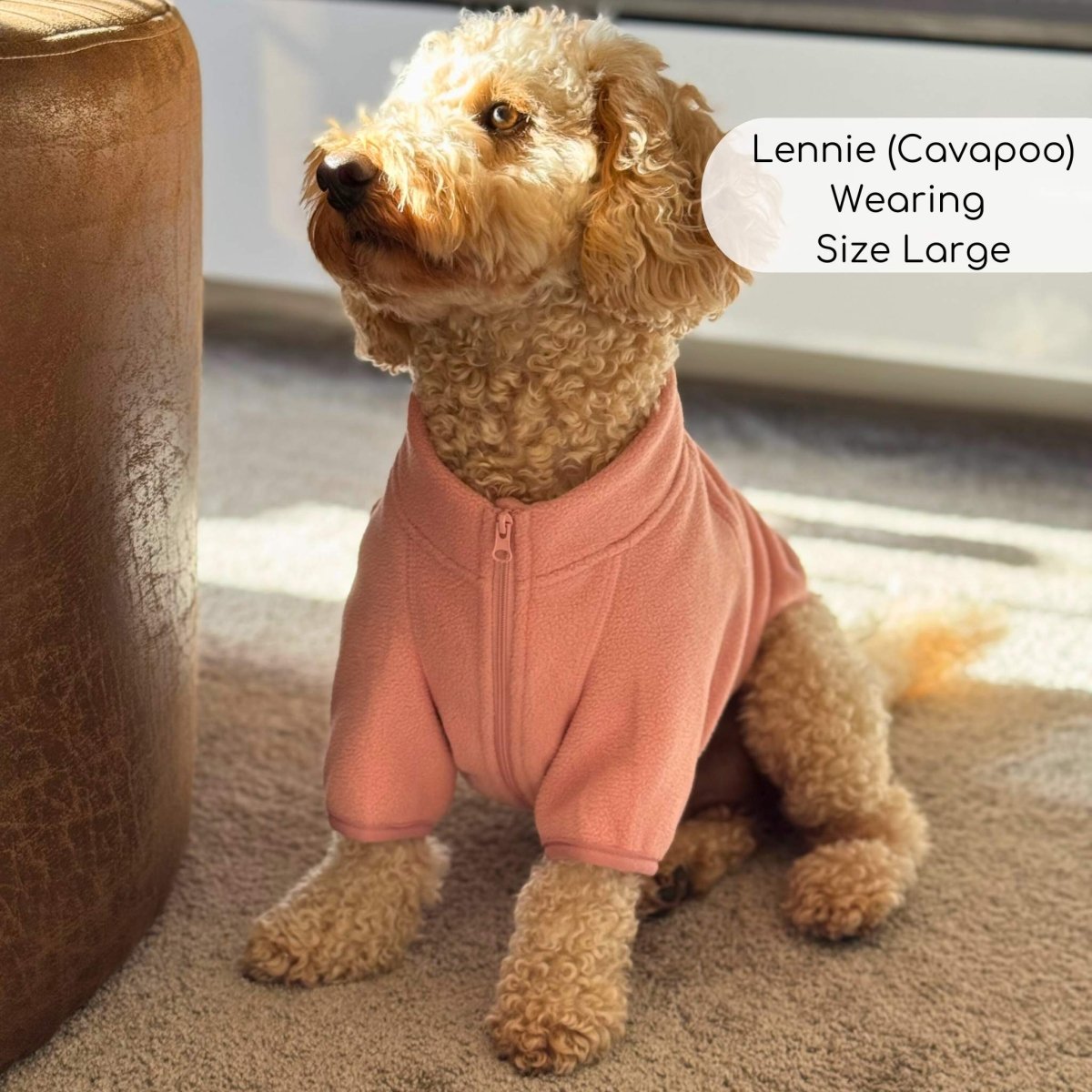 Dog Fleece Coat - Pale Pink - image 2 - Wellbeing Pets