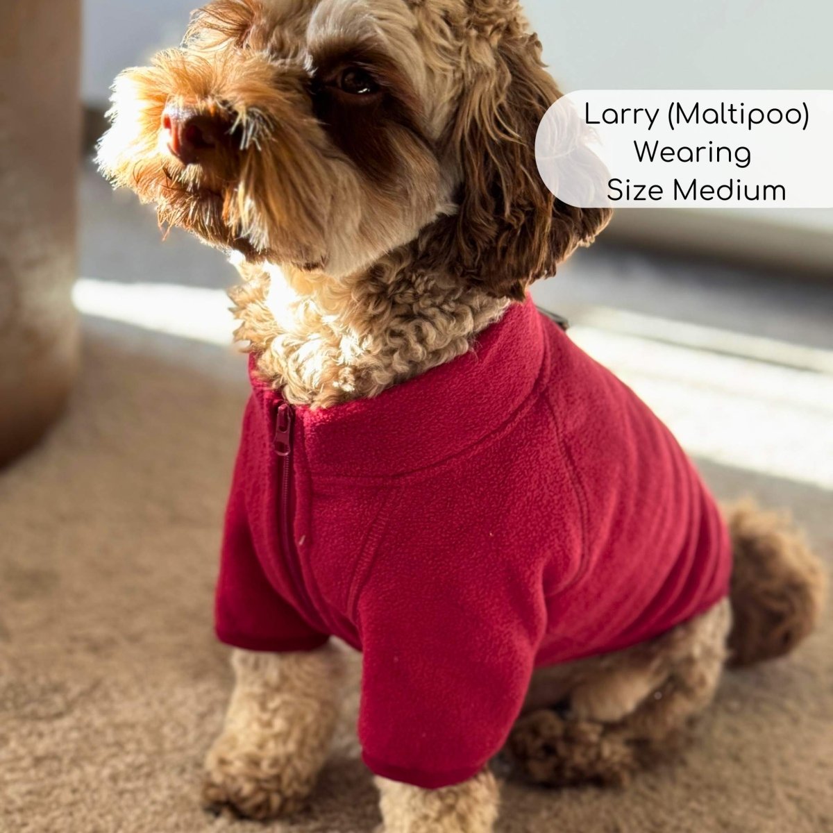 Dog Fleece Coat - Berry Red - image 2 - Wellbeing Pets
