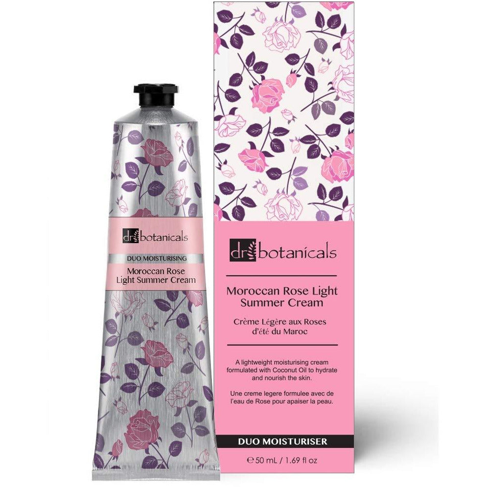 Dr Botanicals Moroccan Rose Light Summer Face and Hand Cream 50ml Vegan