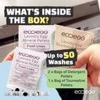 ECOEGG Laundry Egg Washing Detergent Refill Pellets Fresh Linen - Plastic Free Eco Washing Egg, 50 Washes
