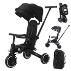 Foryourlittleone Xplor Plus 6 in 1 Foldable Trike - Jet Black (10m-4y)