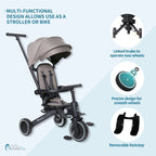 Foryourlittleone Xplor Ultimate 6 in 1 Foldable Trike - Grey Olive (10m-4y)
