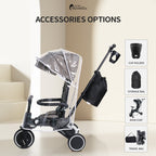 Foryourlittleone Xplor Ultimate 6 in 1 Foldable Trike - Jet Black (10m-4y)