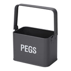 Grey Peg Tin Box with Handle for Laundry Storage