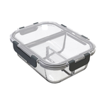 3-Compartment Glass Containers with Airtight Lids - 980ml - 3 PACK