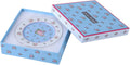 London Boutique Cake Plate Set 4 Porcelain Fine China Wide Rimmed Shabby Chic (Rose Blue)