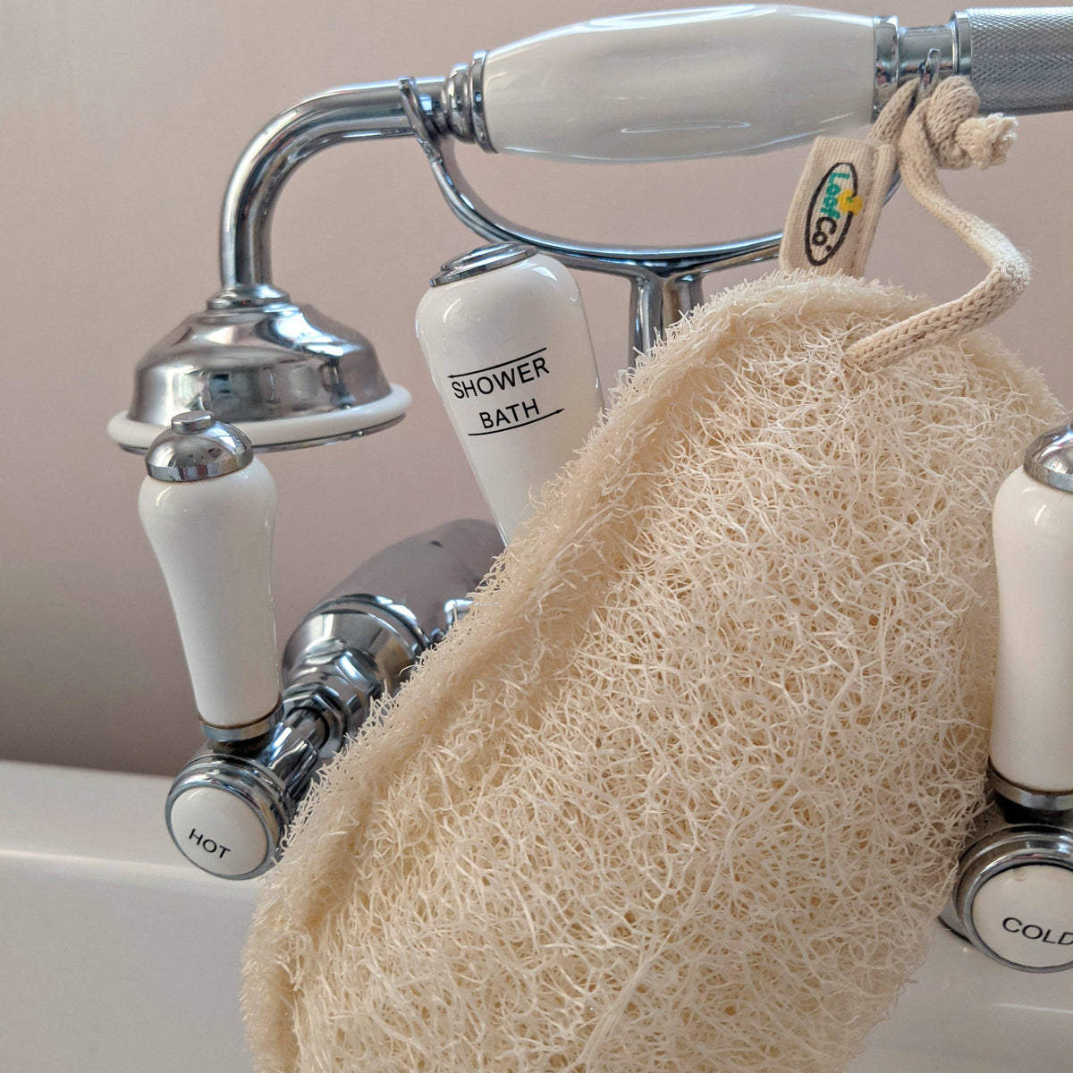LoofCo Bathroom Cleaning Pad – Natural Loofah Scrubber for Surfaces