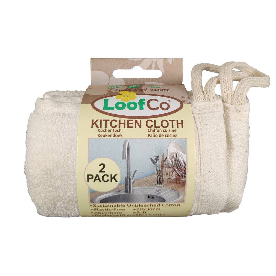 LoofCo Kitchen Cloths 2-Pack – Sustainable Egyptian Cotton Cleaning Cloths