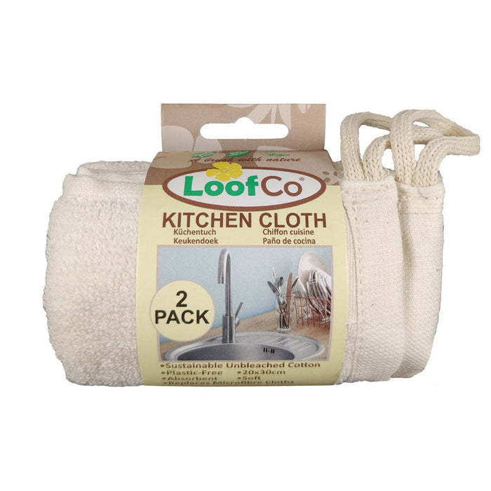 LoofCo Kitchen Cloths 2-Pack – Sustainable Egyptian Cotton Cleaning Cloths