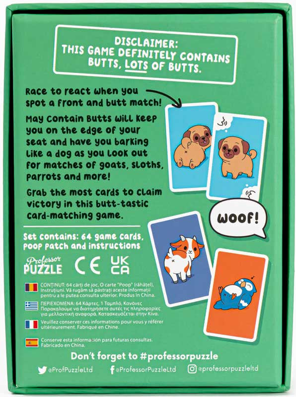May Contain Butts | Hilarious Animal Matching Card Game for Kids & Families