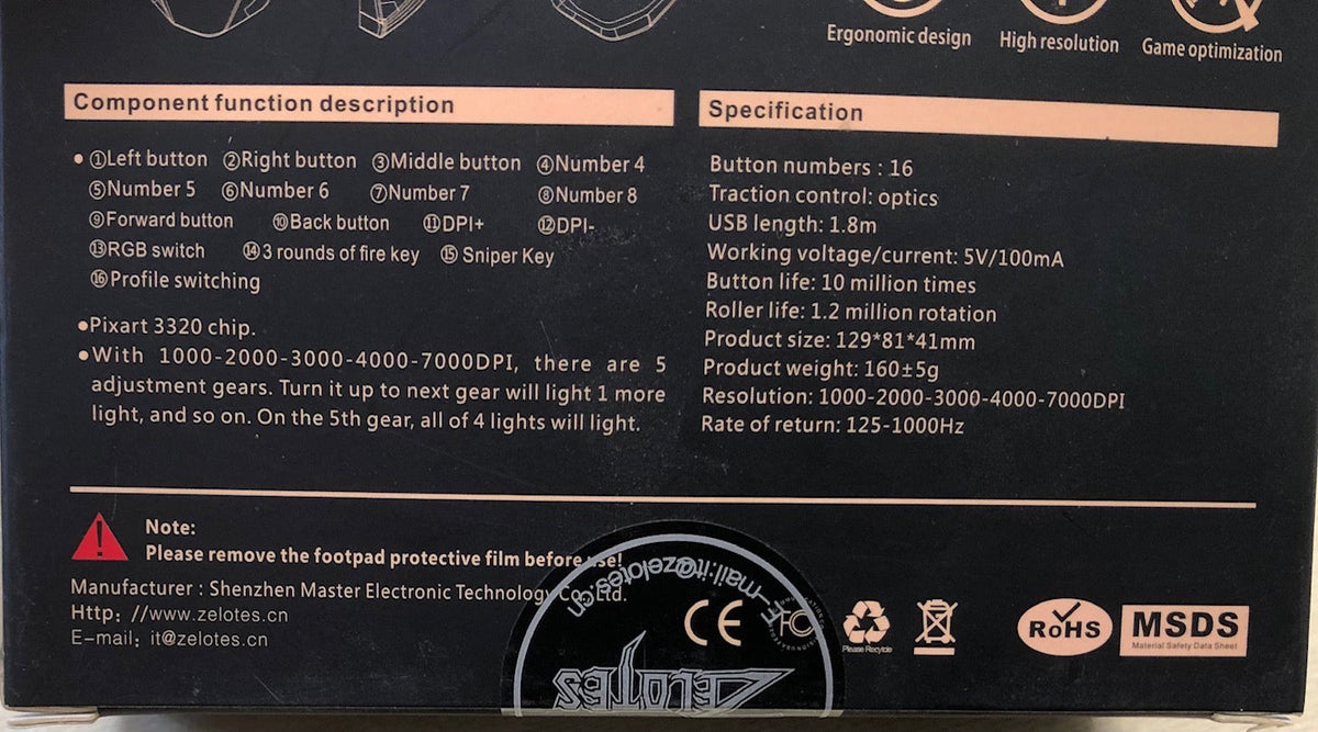 Zelotes C15 Gaming Mouse Adjustable 7000 DPI 13 Programmable Buttons LED Lights Office Mouse Suitable for PC Laptop