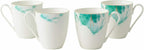 Tea Coffee Cups Mugs Set 4 Premium Porcelain (Water Colour)