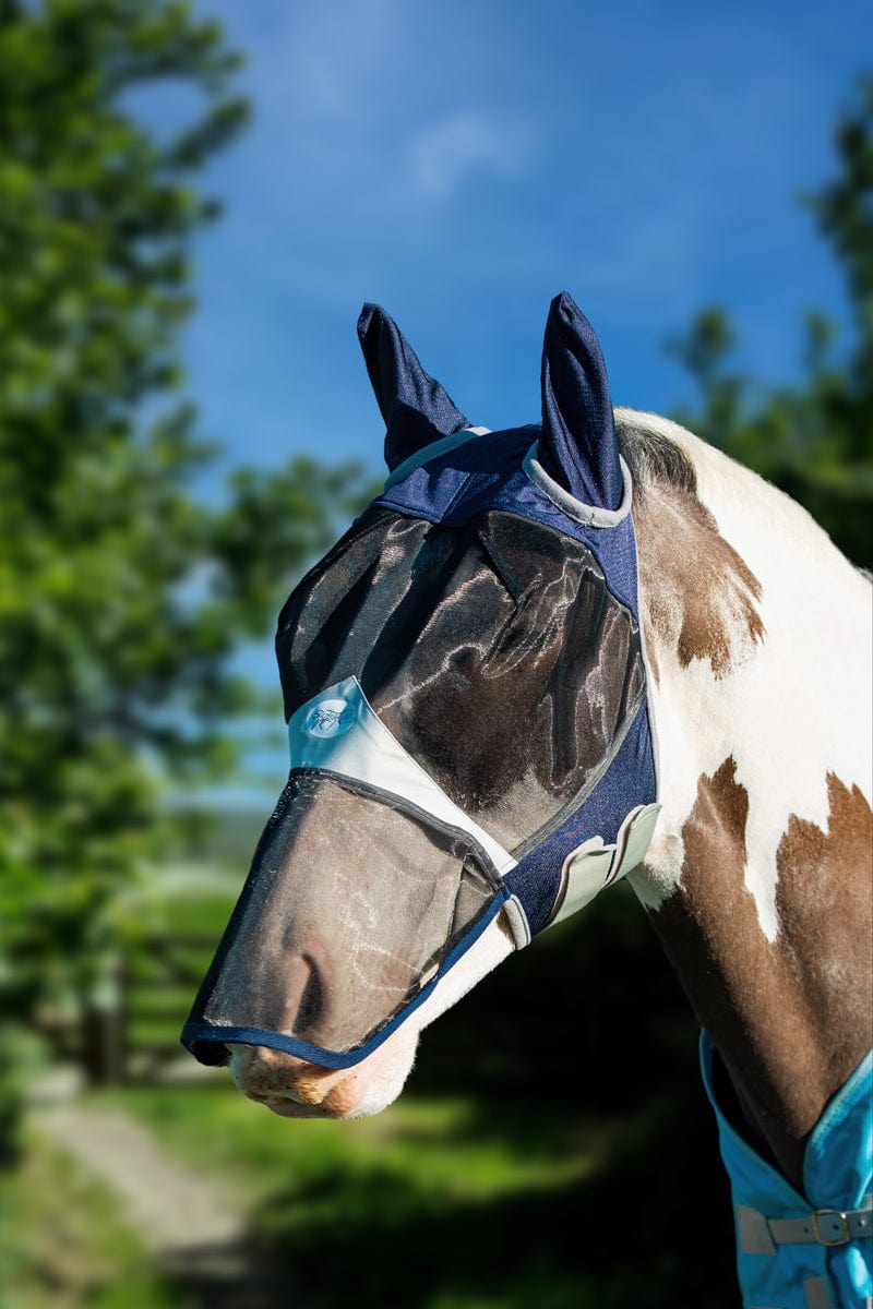 Horse Fly Mask With Nose - Navy - Wellbeing Pets