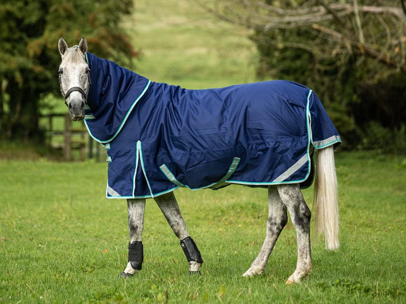 50g Detachable Neck Turnout Rug - Navy - Wellbeing Pets