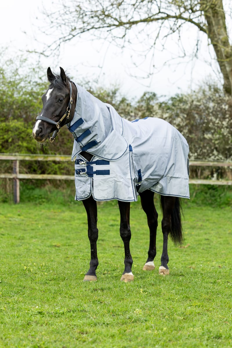 Nylon Fly Cool Rug - Grey/Navy - image 3 - Wellbeing Pets