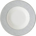 Soup Bowl Pasta Plates Set of 4 Classic Pattern with Silvering Banding