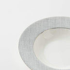 Soup Bowl Pasta Plates Set of 4 Classic Pattern with Silvering Banding