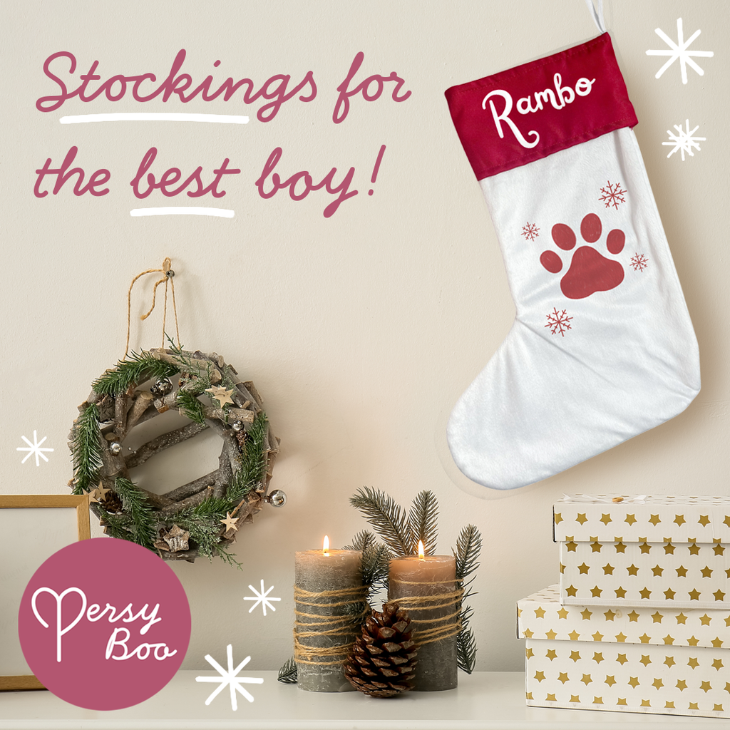 Personalised Pet Christmas Stocking with Paw Print