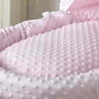 Pink Dimple White Wicker Baby Moses Basket With Stand