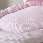 Pink Waffle Grey Wicker Baby Moses Basket With Stand