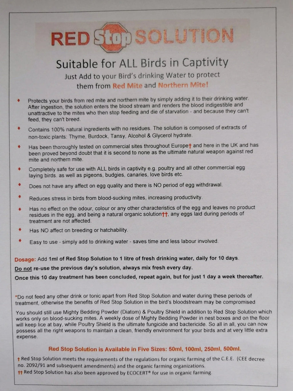 Red Stop Concentrate | Red Mite Control - product image 6 - Wellbeing Pets