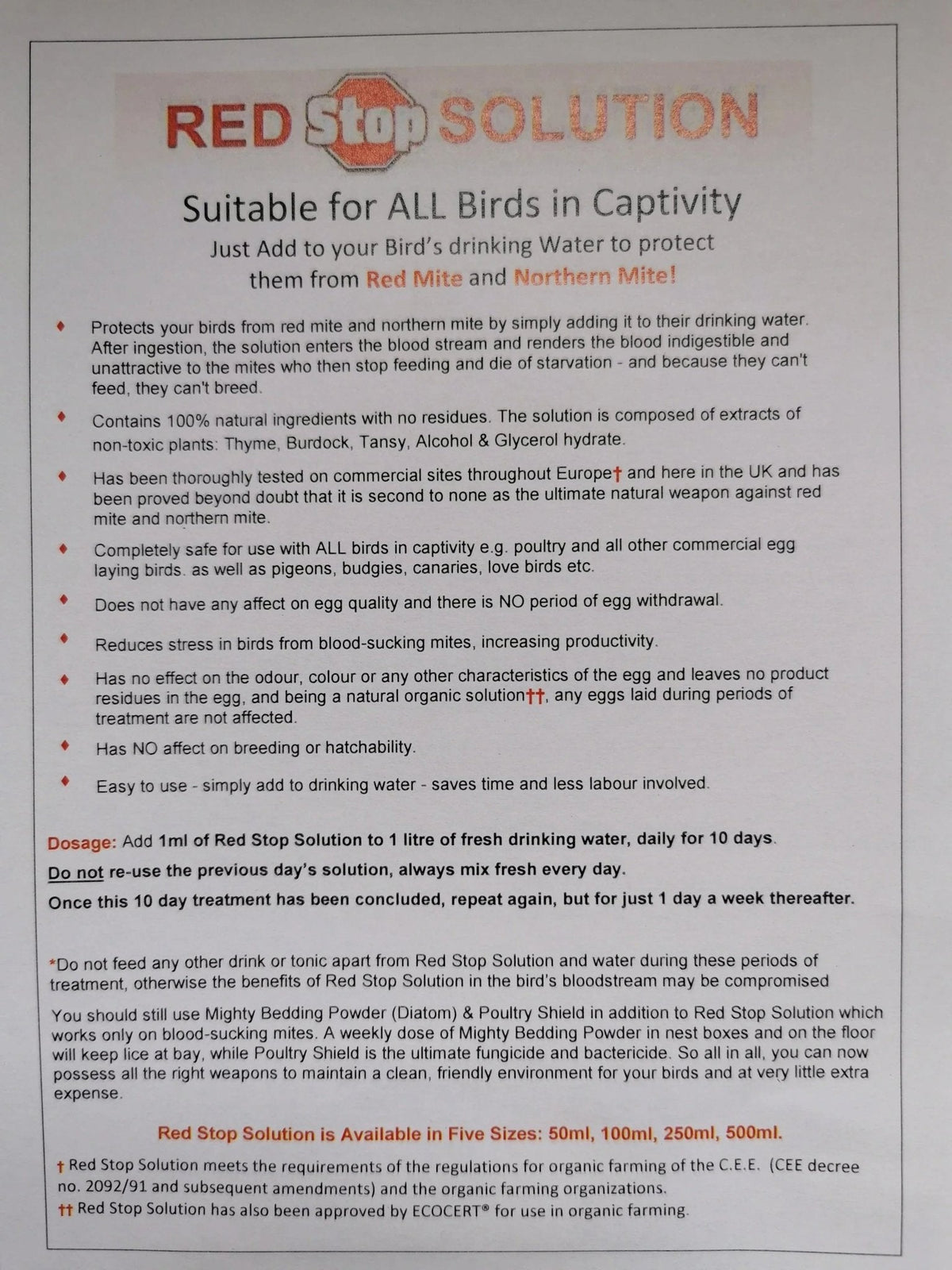 Red Stop Concentrate | Red Mite Control - product image 6 - Wellbeing Pets