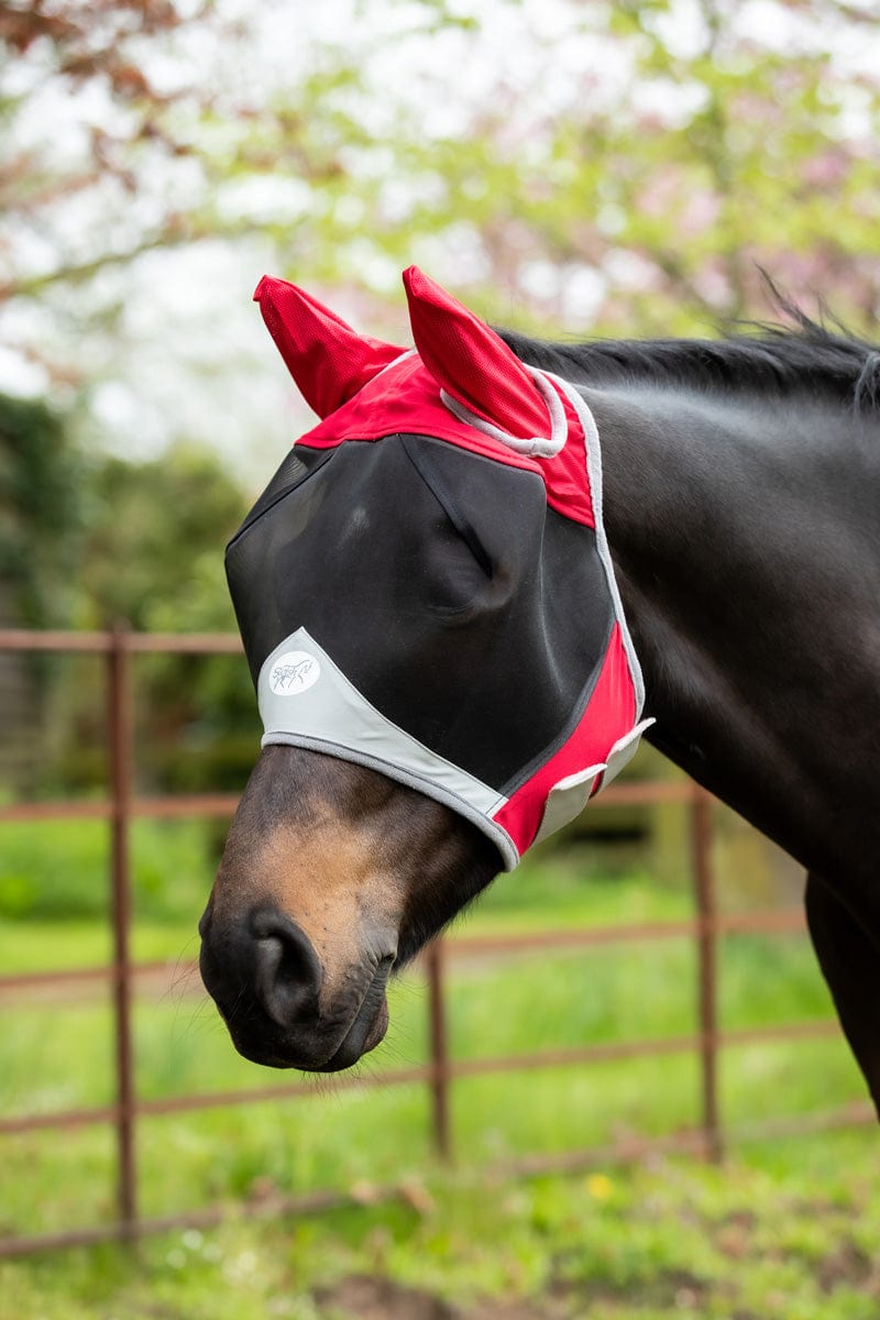 Horse Fly Mask - Red - Wellbeing Pets