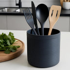 Ribbed Kitchen Utensil Holder Pot - Modern & Spacious Design