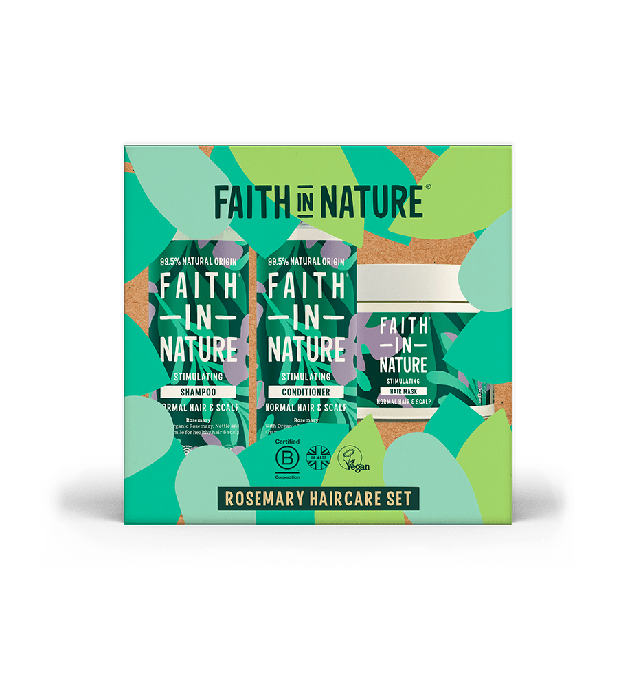 Faith in Nature Rosemary Haircare Gift Set | Shampoo, Conditioner & Hair Mask
