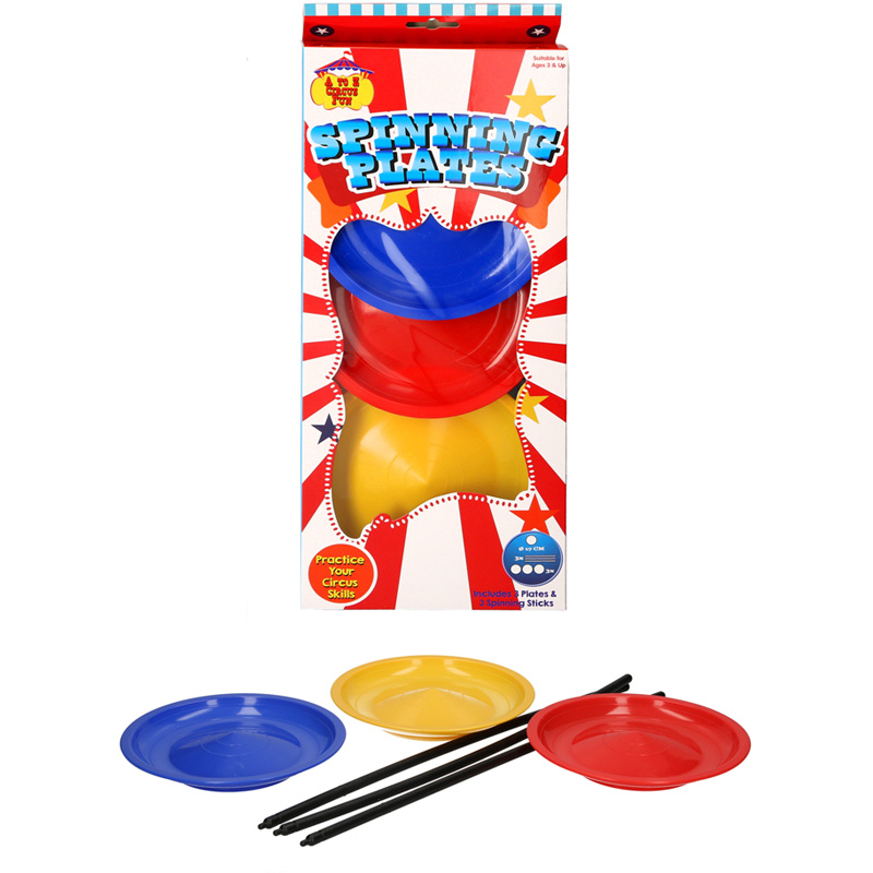 Spinning Plates Circus Skills Set – 3 Colourful Plates & Sticks | Juggling & Balance Toy for Kids