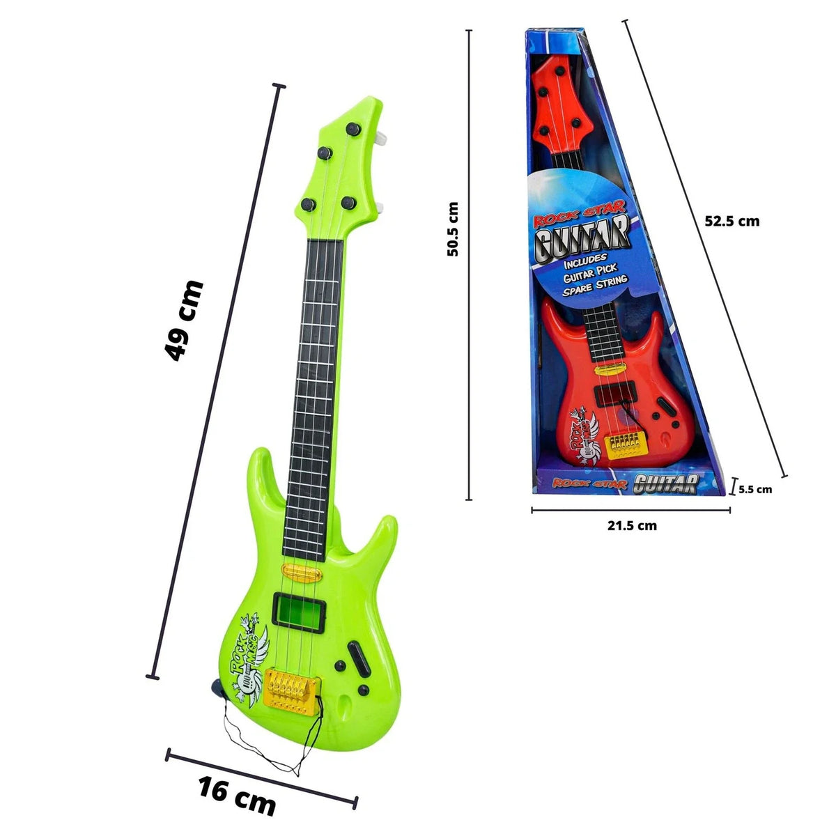 Kids Rock Guitar Toy – 4-String Musical Instrument (3 Assorted Colours) | Ages 3+