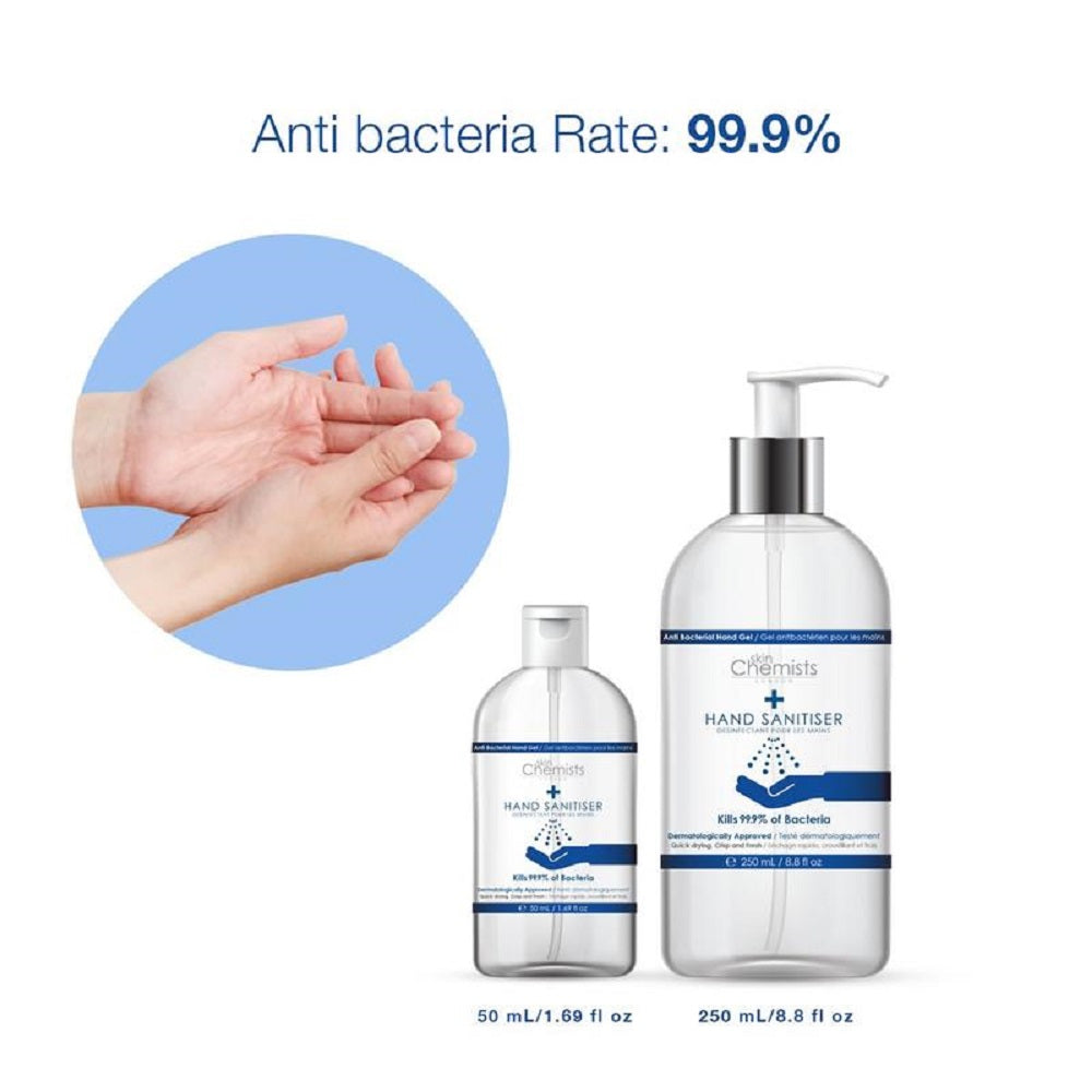 SkinChemists London Hand Sanitiser 250ml + 50ml High Strength, MADE IN UK