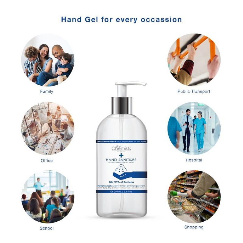 SkinChemists London Hand Sanitiser 250ml + 50ml High Strength, MADE IN UK