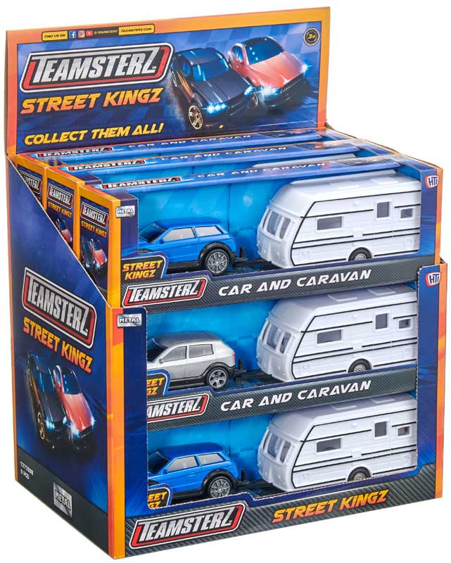 Teamsterz Car and Caravan – Assorted Die-Cast Vehicle and Trailer Playset