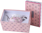 Porcelain Teapot Sets Teapot Sugar Bowl and Cream Milk Jug Shabby Chic Vintage Floral in Gift Box (Pink)