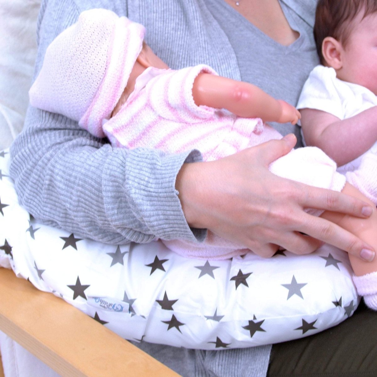 Twin Pregnancy Nursing Pillow - Silver Stars
