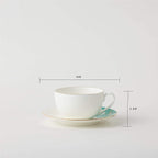 Cup and Saucer Set Watercolour with Gold Banding Premium Porcelain Light Weight
